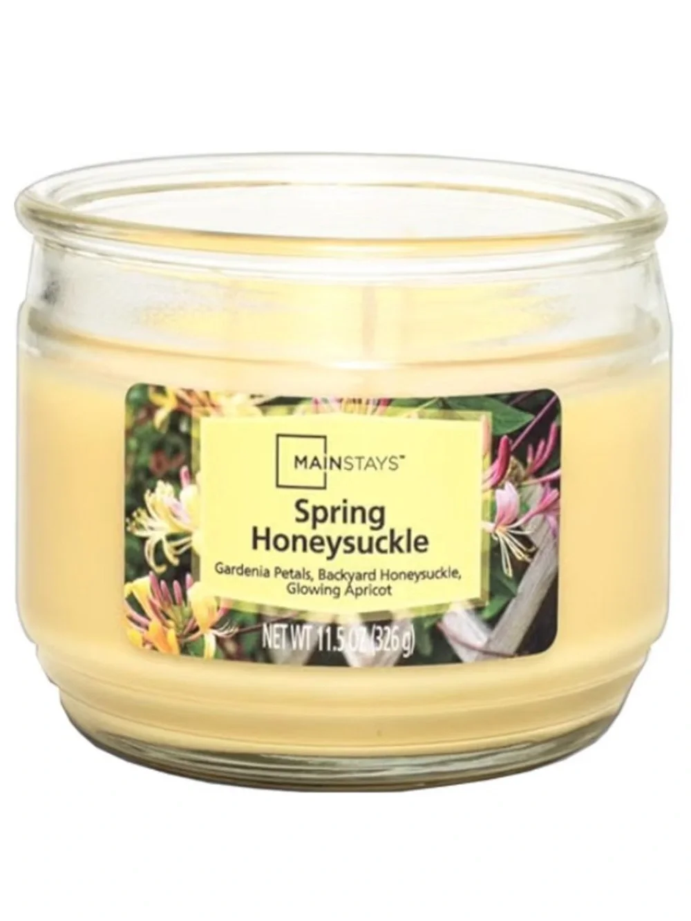 🔴 4/$15 Mainstays New Spring Honeysuckle 3-Wick 11.5oz Glass Jar Yellow Candle